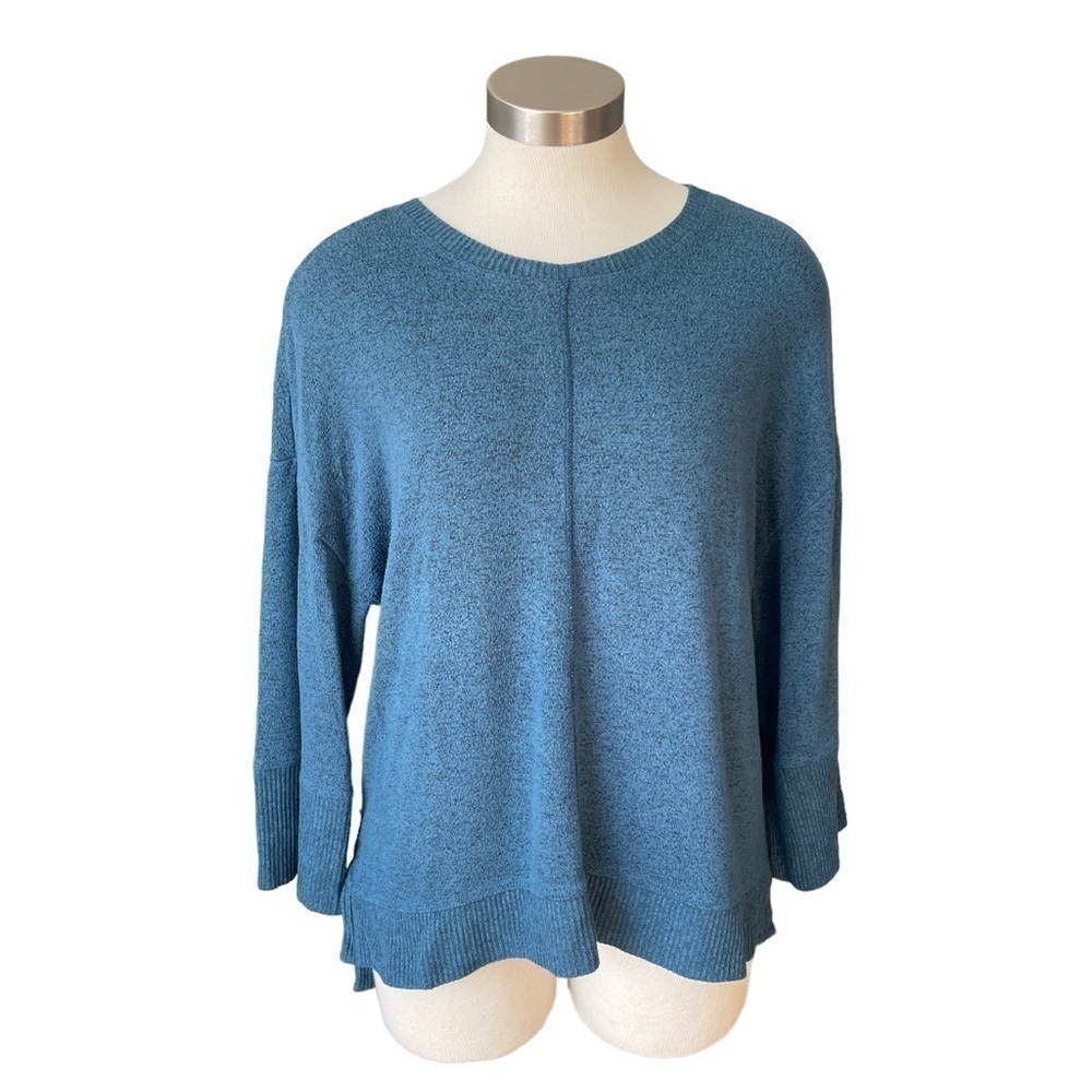 Habitat Clothes to Live Top Pullover Knit Casual Marled Teal Blue Sz. M